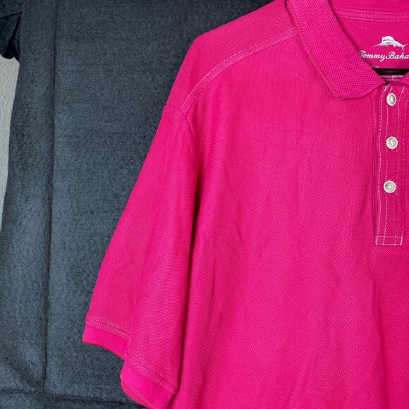Tommy Bahama Mens Shirt Berry Pink Polo Short Sleeve Pima Cotton Large - Picture 4 of 12